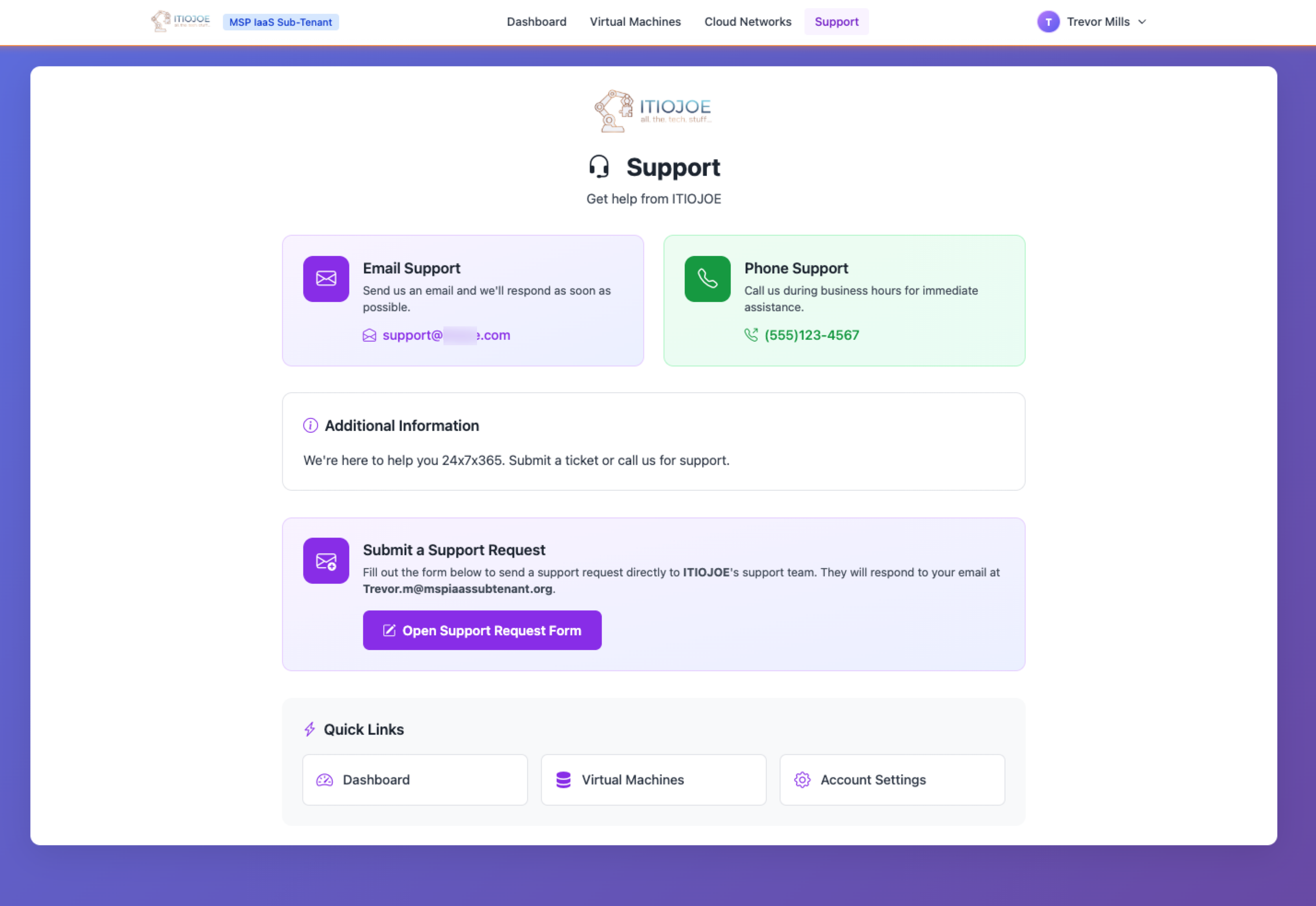Branded customer support portal